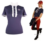 Koszulki jeździeckie - FAIR PLAY Koszula konkursowa CHARLOTTE damska - granatowy - miniaturka - grafika 1