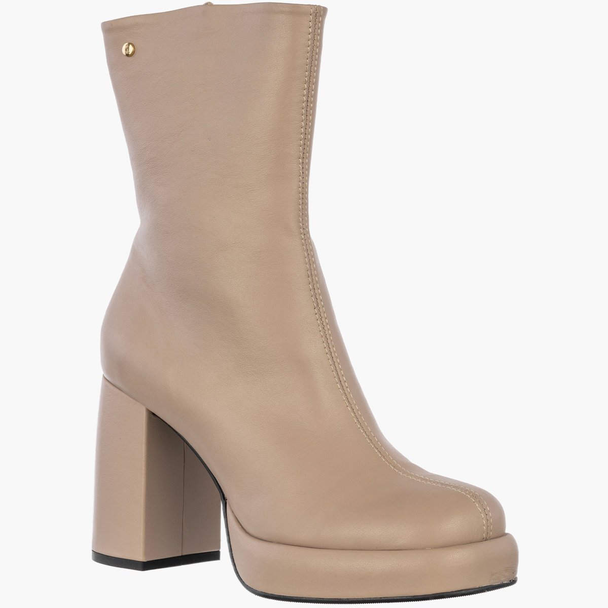 Botki Damskie Skórzane Buty Na Słupku Ocieplane Zimowe Beżowe Simen 6443A Beżowy 40