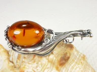 Broszki - 405-40 Broszka Srebro z Bursztynem - miniaturka - grafika 1