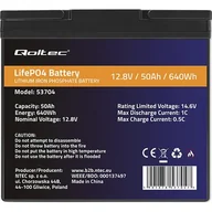 Akumulatory ogólnego zastosowania - Qoltec Akumulator LiFePO4 Litowo-Żelazowo-Fosforanowy | 12.8V | 50Ah | 640Wh| BMS - miniaturka - grafika 1