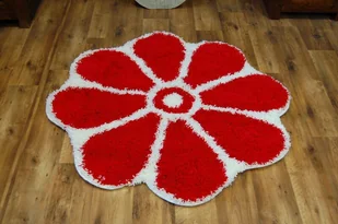 Dywan SHAGGY GUSTO Kwiatek C300 czerwony koło 140 cm - Dywany - miniaturka - grafika 1