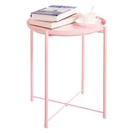 Ławy i stoliki kawowe - Stolik okrągły metalowy w stylu Loft - różowy - miniaturka - grafika 1