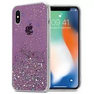 Etui i futerały do telefonów - Pokrowiec Do Apple iPhone XS MAX Etui w Fiolet z Brokatem Glitter Obudowa Case Cover TPU Cadorabo - miniaturka - grafika 1