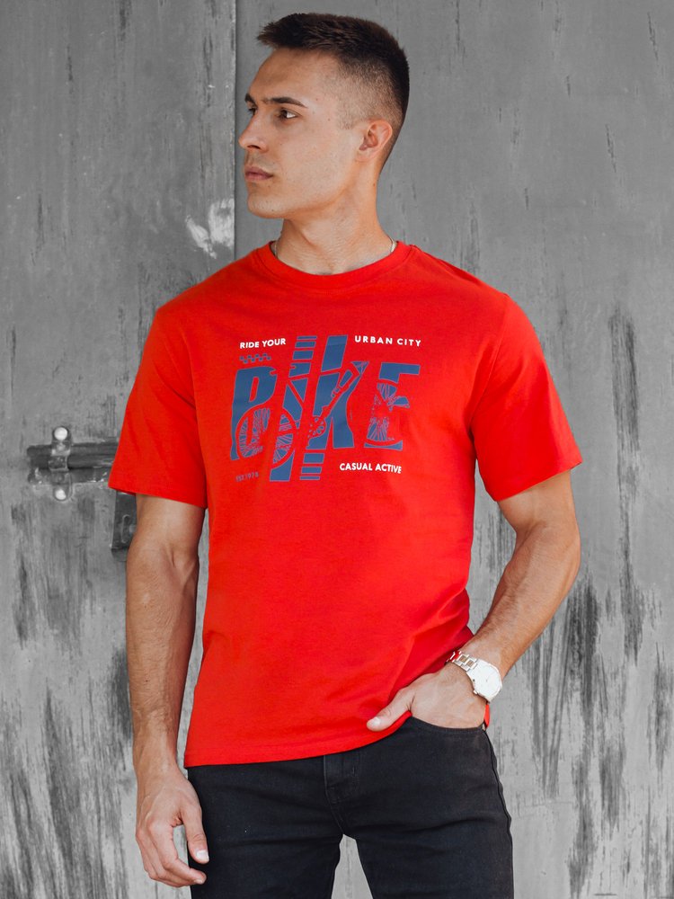 Koszulka męska z nadrukiem pomarańczowa Dstreet RX5448-XXL