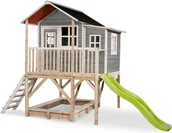 Place zabaw - Exit Domek drewniany dla dzieci ze zjeżdżalnią Loft 550 - szary - miniaturka - grafika 1