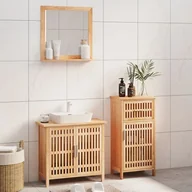 Meble łazienkowe - vidaXL 3-cz. zestaw mebli łazienkowych, lite drewno orzechowe - miniaturka - grafika 1