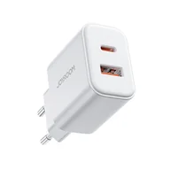 Kable USB - Szybka dwuportowa ładowarka sieciowa 20W USB-C / USB-A Joyroom JR-TCF05 - biała + kabel USB-C - Lightning 1m - miniaturka - grafika 1