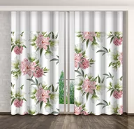 Zasłony - Zasłona Gotowa Na Żabki, 160X250, Biała W Kwiaty, Zml-014 - miniaturka - grafika 1