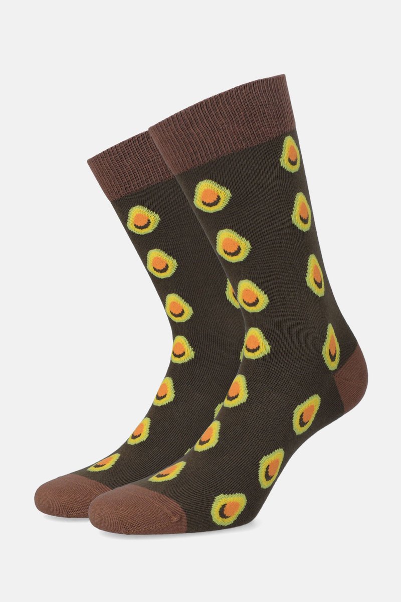 Skarpety Zielono-Brązowe w Motyw Awokado