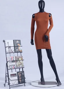 EurotondisplayFrau FC-4Black manekin kobieta czarny matowy bez twarzy ramiona i głowa obrotowa metalowa płyta manekin kobieta Egghead - Manekiny wystawowe - miniaturka - grafika 1