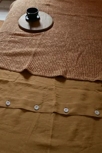Skandynawska narzuta na łóżko lniany wafel - Narzuty - miniaturka - grafika 1