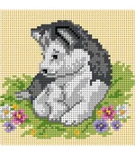 Pasmanteria - Kanwa z nadrukiem Ariadna 15x15cm piesek husky - miniaturka - grafika 1