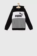 Bluzy damskie - Puma bluza dziecięca ESS Colorblock Hoodie TR B kolor czarny z kapturem wzorzysta - miniaturka - grafika 1
