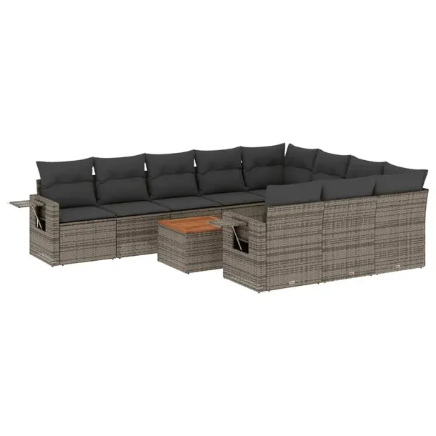Zestaw wypoczynkowy rattan PE, szary, 62x62x69 cm