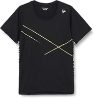 Koszulki i topy damskie - DUNLOP CZARNY T SHIRT Z ŻÓŁTYMI PASKAMI I OKRĄGŁYM DEKOLTEM L JPA - miniaturka - grafika 1