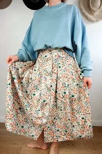 Spódnice - Jedwabna spódnica w kwiaty, ELOISA (Maki) - grafika 1