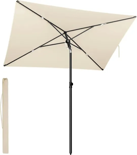 Songmics Parasol Ogrodowy Na Balkon Prostokątny 232x149cm Beżowy Upf 50+