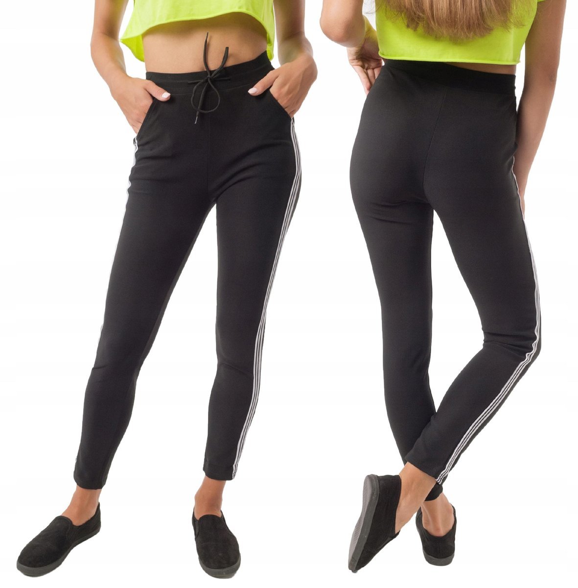 Spodnie Legginsy Damskie z Lampasami 186-1 XL/XXL