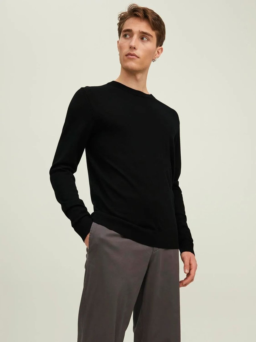 maglie uomo jack and jones 12216817 merino crew black