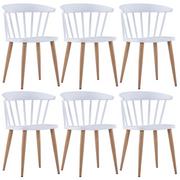 Krzesła - vidaXL Krzesła jadalniane, 6 szt., białe, plastik i stal - miniaturka - grafika 1