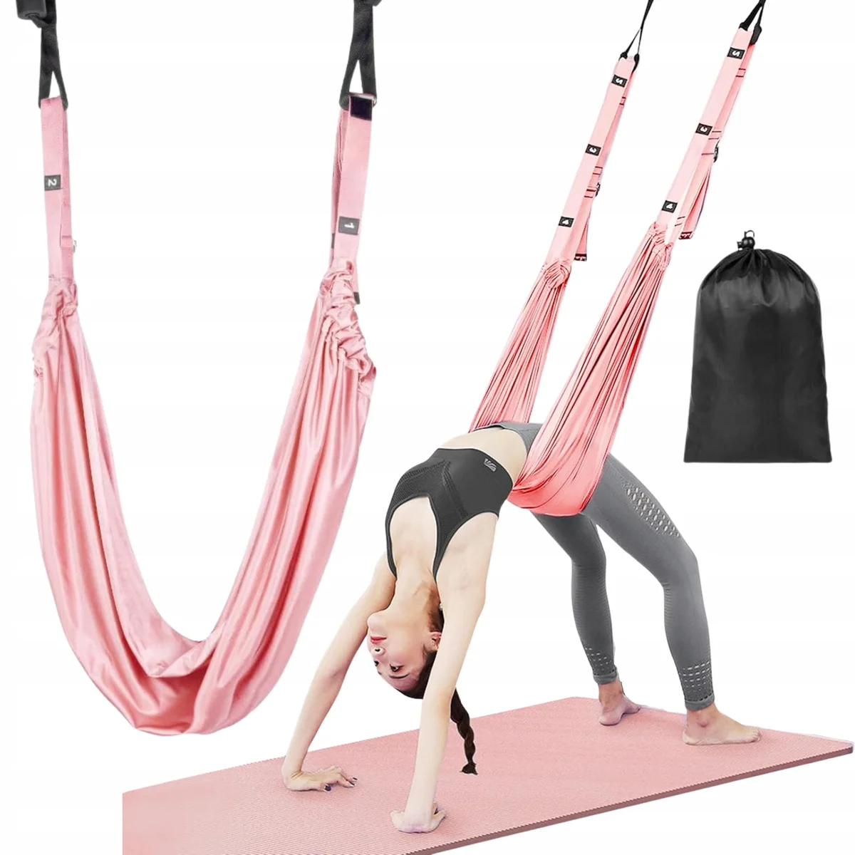 HAMAK CHUSTA DO ROZCIĄGANIA STRETCHING JOGA HUŚTAWKA ĆWICZENIA JOGI BUJAK