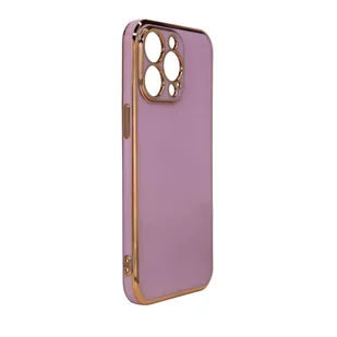 Lighting Color Case etui do iPhone 12 Pro Max żelowy pokrowiec ze złotą ramką fioletowy - Etui i futerały do telefonów - miniaturka - grafika 2