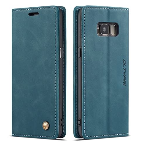 QLTYPRI Etui do Samsung Galaxy S8, vintage etui z portfelem ze skóry PU, podpórka z przegródką na karty, magnetyczne zamknięcie, odporne na wstrząsy, z klapką, etui folio do Samsung Galaxy S8 -
