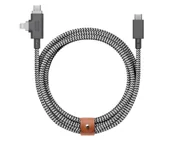 Kable USB - Native Union Belt Cable Duo Pro 240W USB-C – Lightning/USB-C 2,4m zebra - miniaturka - grafika 1