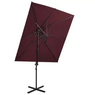 vidaXL Lumarko Parasol wiszący z podwójną czaszą, bordowy, 250x250 cm! 312366 - Parasole ogrodowe - miniaturka - grafika 1