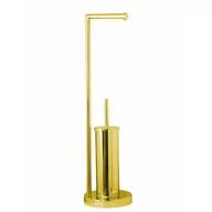 Stojaki i wieszaki na papier toaletowy - Stojak na papier toaletowy Złoty i szczotkę WC - miniaturka - grafika 1
