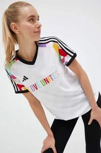 adidas Performance t-shirt treningowy Pride Tiro kolor biały - Koszulki sportowe damskie - miniaturka - grafika 1