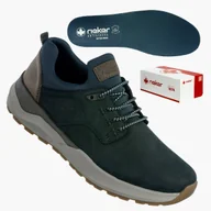 Półbuty męskie - Buty Męskie RIEKER Półbuty Skórzane Sportowe Czarne 06050-14 Czarny 41 - miniaturka - grafika 1