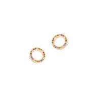 Biżuteria dla dzieci - Srebrne Pozłacane Kolczyki 925 Okręgi Multikolor cyrkonia - miniaturka - grafika 1