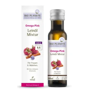 Bio Planete Omega pink - mieszanka z olejem lnianym (malina, cynamon, kurkuma) 100 ml Bio - Olej spożywczy - miniaturka - grafika 1