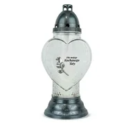 Lampiony i znicze - Znicz dla Taty 38 cm Srebrny DP739 Znicz Serce z Dedykacja dla Mojego Kochanego Taty z Wkładem - miniaturka - grafika 1