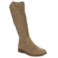 Kozaki damskie - D&A Kozaki damskie letnie ażurowe płaskie Beige beż-39 - miniaturka - grafika 1