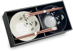 Zestaw misek do dań japońskich kotki czarno-białe, 4 elementy - Edo Japan - Kuchnie świata - miniaturka - grafika 1