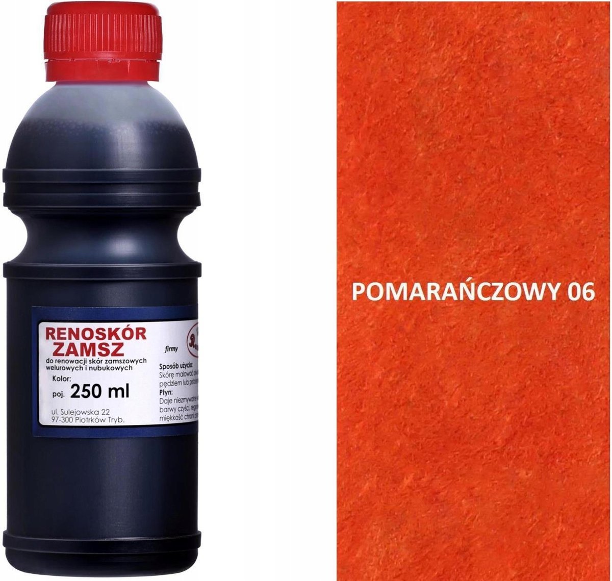 POMARAŃCZOWY RENOSKÓR 250 ml FARBA WILBRA DO RENOWACJI SKÓRY ZAMSZU i NUBKU