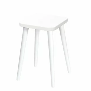 Taboret lub hocker kwadratowy ze sklejki Crystal White, Wykończenie nogi - Buk - farba biała, Wysokość [cm] - 47, Wymiar siedziska [cm] - 30x30 - Taborety i hokery - miniaturka - grafika 1