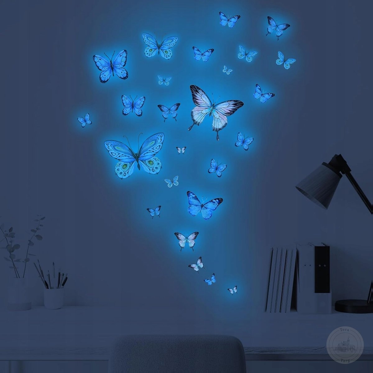 25X NAKLEJKI DO POKOJU DZIECKA ŚWIECĄCE FLUORESCENCYJNE MOTYLKI ŚCIENNE