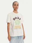 Koszulki i topy damskie - Roxy T-Shirt Hangloose Poster ERJZT06018 Écru Regular Fit - miniaturka - grafika 1