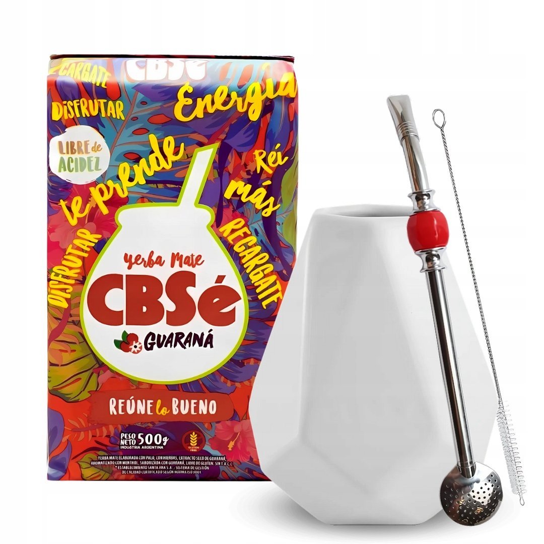 Zestaw Startowy Yerba Mate CBSe Energia Guarana + Tykwa Bombilla Akcesoria