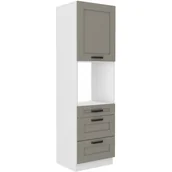 Szafki kuchenne - Szafka Dolna Wysoka Słupek Pod Zabudowę Piekarnika 60 DPS-210 3S 1F Luna Clay Grey Stolarz Lempert Biały Mat - miniaturka - grafika 1