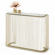 Konsole i sekretarzyki - Konsola Do Salonu Glamour Navio Blat Biały Marmur Ażurowa Złota Podstawa - miniaturka - grafika 1