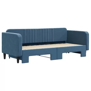 Sofa rozsuwana, niebieska, 90x200 cm, aksamit Lumarko! - Łóżka - miniaturka - grafika 3