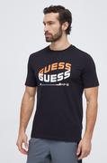 Koszulki męskie - Guess t-shirt bawełniany męski kolor czarny z nadrukiem - miniaturka - grafika 1