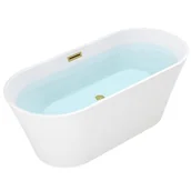 Wanny - Wanna wolnostojąca biała przelew oraz korek złoty szczotkowany 160 cm Lizbona Hydrosan - miniaturka - grafika 1