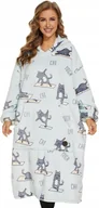 Bluzy damskie - BLUZA Z KAPTUREM OVERSIZE KOC KOCOBLUZA MIĘKKA CIEPŁA PLUSZOWA SHERPA 69cm - miniaturka - grafika 1