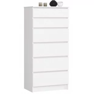 Akord FABRYKA MEBLI KOMODA K60 6 SZUFLAD BIAŁA OP0LK-6BIA005 - Komody - miniaturka - grafika 1
