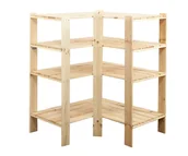 Regały - Maxi Regał Narożny Drewniany 115X85X50 Cm 4 Półki Ażurowe Surowy Drewno Sosnowe Naturalny Maxi-3Wa+ / Wamar-Sosenka - miniaturka - grafika 1